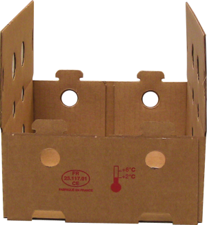 Kartonnen doos met gelijmde hoeken voor trayopzetmachine MIBOX